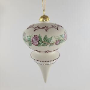 Vintage Rhyn Rivet Ivory White and Rose Red Christmas Ornament